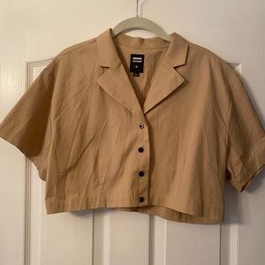 Dr. Denim cropped button down top